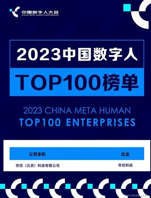 世优科技入选2023中国数字人Top100榜单，深耕数字内容制作服务